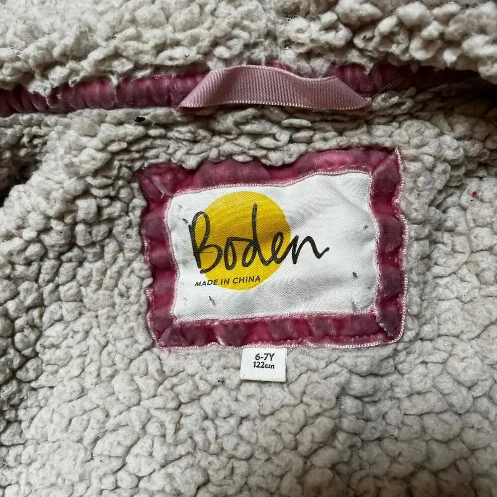 Mini Boden Floral Sherpa Lined Hoodie Sweatshirt Size 6/7